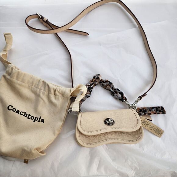 Coach Wavy Dinky Bag Crossbody Cream Pebbled Coachtopia Genuine Leather NWT Mini - Picture 5 of 10